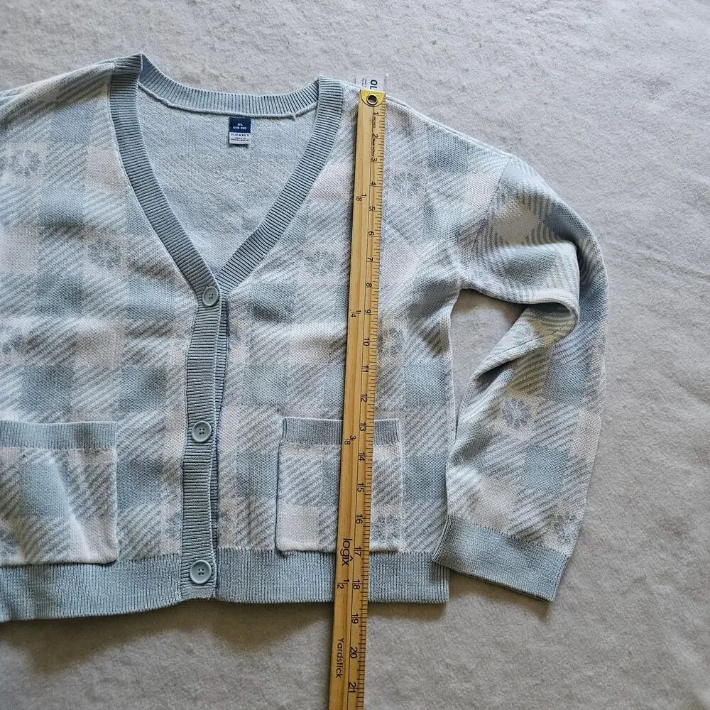 Old Navy Button-Front Cardigan Sweater and Matching Tank Set, Blue White Sz XL
